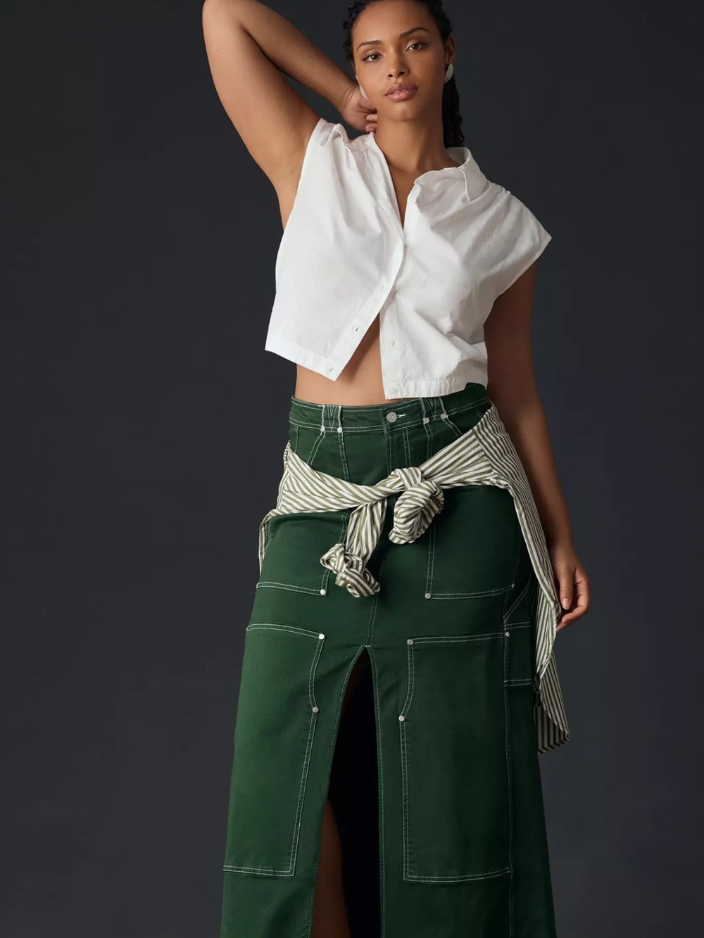 Pilcro Carpenter Green Maxi Skirt Size 2 - Picture 7 of 12